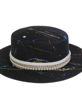 极速New Colorful Paint Gruaffiti Straw Hat for Male and Fema