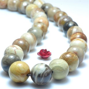 极速木化石天然圆珠串散珠串珠子首饰H配件手錬项链耳环手串材料