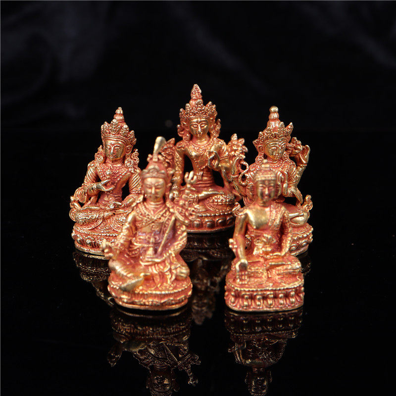 极速尼泊尔手工白铜鎏金文殊度母A四臂观音佛像民族风纯铜佛像摆