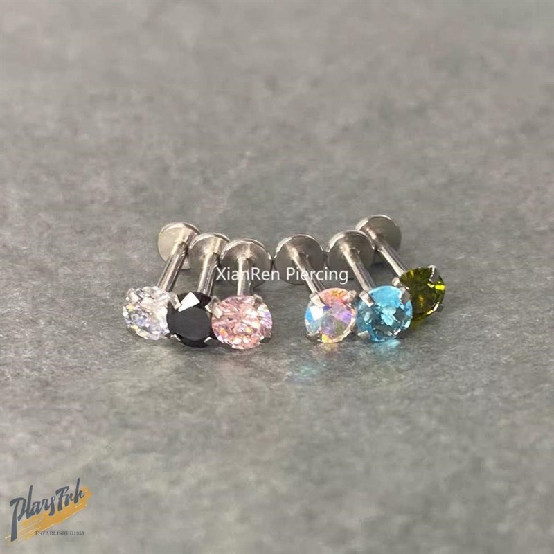 极速魔幻穿刺 16g个性内螺纹唇钉 耳钉耳骨钉鼻钉4mm闪Z亮唇钻 钛