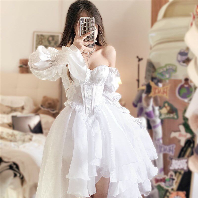 新品高端轻奢生日小礼q裙小众拖尾抹胸公主蓬蓬裙法式超仙女气质