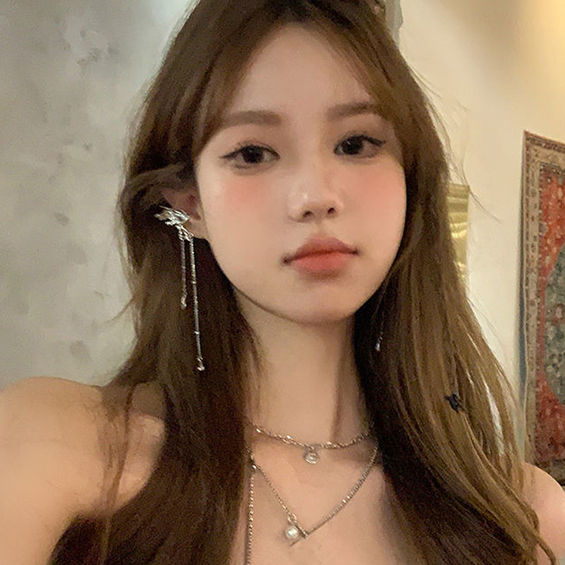 极速Y2K Fairy Butterfly Tassel EaCr Clips Angel Ear Bone Cli