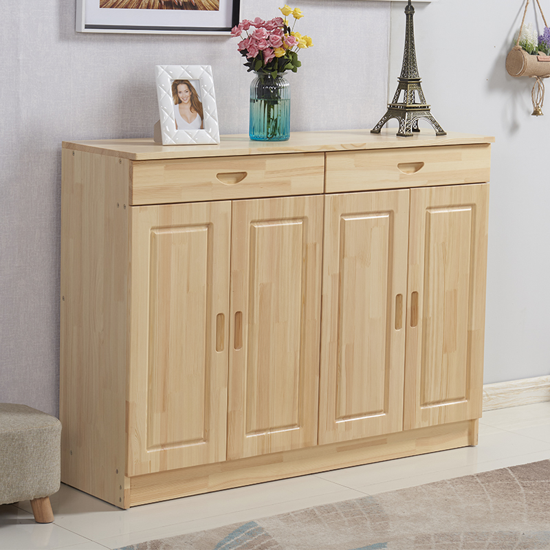 极速实木简约现代多功能r大容量松木鞋柜对开门两门三门包邮鞋架