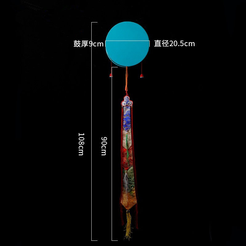 极速圆形手鼓藏式手o鼓尼泊尔真皮实木手鼓藏传法器送鼓套20cm