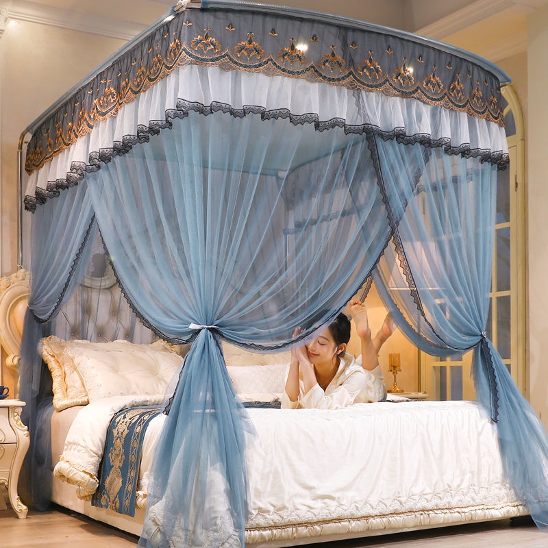 极速豪华超柔加密伸缩U型蚊帐家用三开门公主风1.8m1.5/1Z.2米床