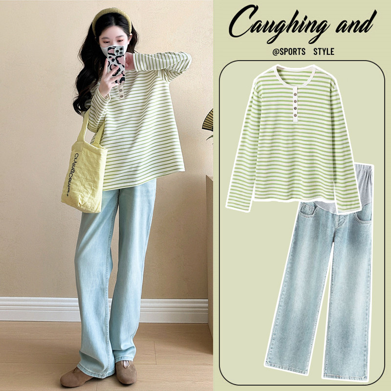 新品孕妇装春装2025新款套装春秋季宽J松T恤长袖卫衣打底衫上衣两