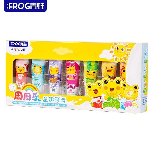 极速青蛙(FROG)周周乐童趣儿y童牙膏套装2-12岁(多口味25克*7支