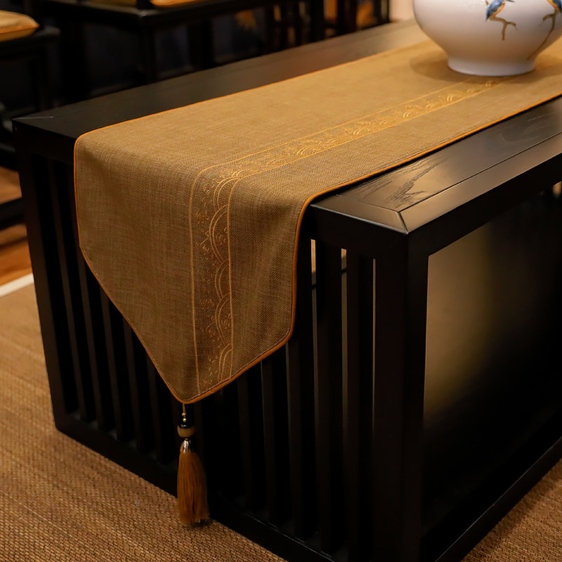 新品简约新中式桌k旗客厅家用刺绣茶几电视柜餐桌布艺茶室茶旗床