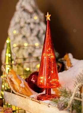 极速玻璃灯圣诞树星星塔灯彩灯桌面发光摆K件装饰灯网红小夜灯节