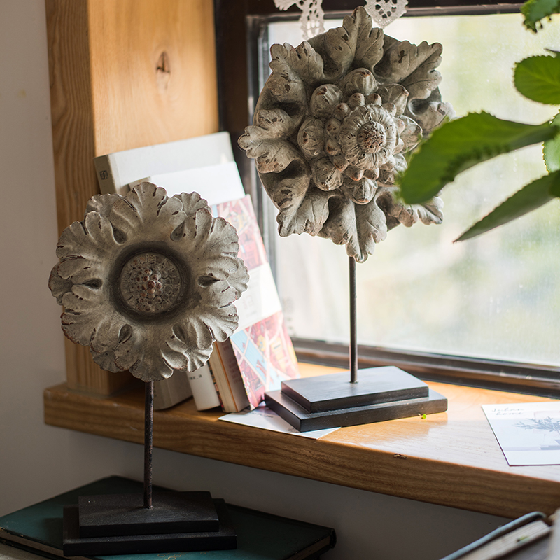 极速花型树脂摆件古典花纹木雕古董复古装饰W桌面玄关礼物