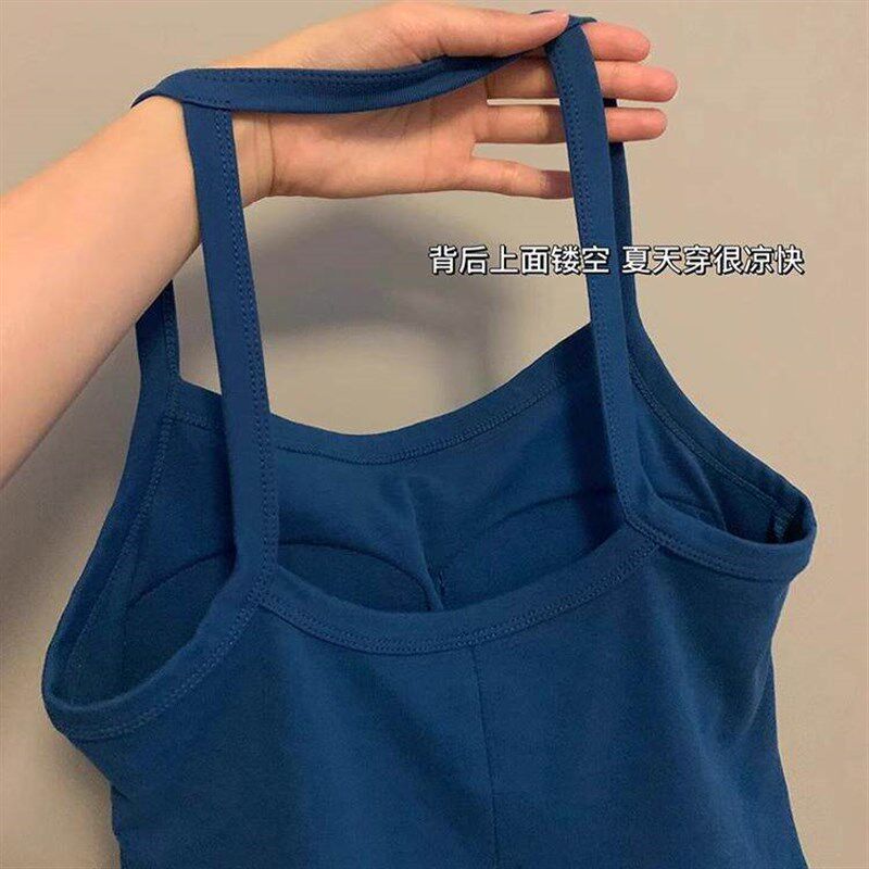 新品带胸垫纯欲i辣妹吊带背心女夏内搭打底设计感小众外穿辣妹无