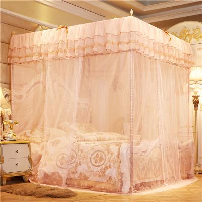 极速加密帐纱加粗支架三开门落地式宫廷蚊帐1.0L米1.35米1.8m床家