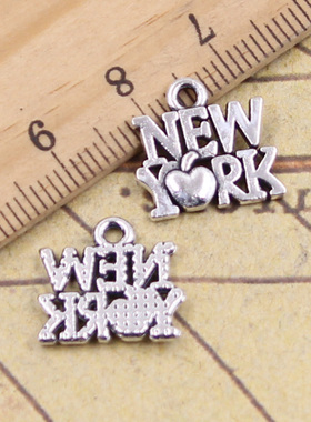 极速古银色DIY吊坠 饰品配件 纽约New York 14x14mmR 50个 Y12199