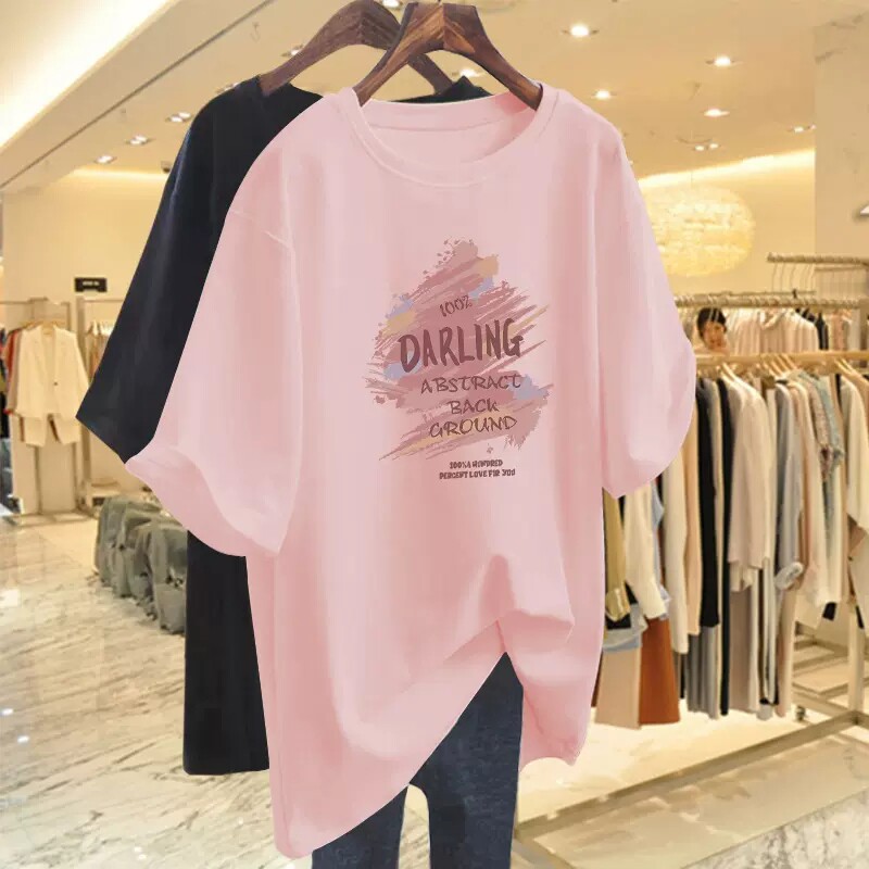 新品孕妇上衣f夏季2025新款短袖t恤女夏装中长款印花纯棉宽松大码