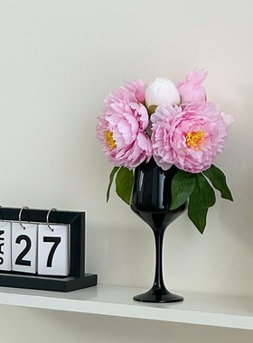 极速美式高脚花瓶摆件客厅插花芍药E假花仿真花电视柜摆设小众桌