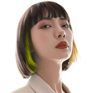 极速直发彩色挂耳染假发片女短发隐形无痕一M片式短款耳后挑染接