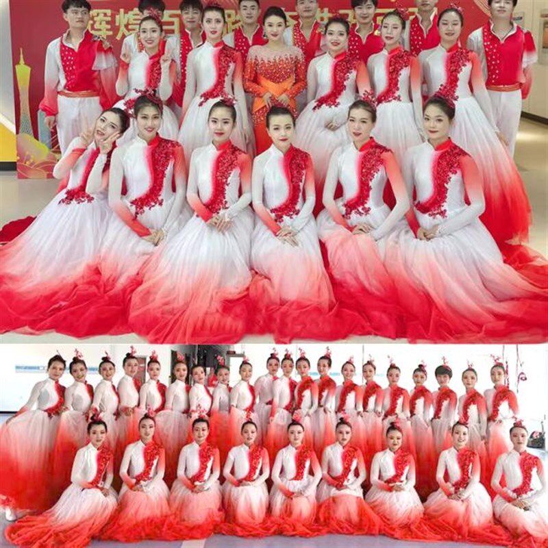 极速盛开开场舞大裙摆女演出服灯民族服装/舞台装