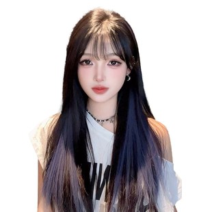 极速蓝紫色假发片挑染一r片式彩色漂染发条增发量蓬松隐形无痕接