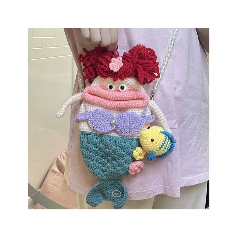 极速针织手工diy材料包香肠嘴手机包编织diy材Q料包毛线钩针可爱