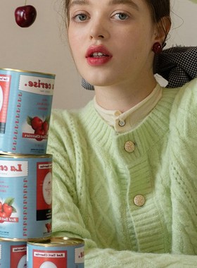 极速浅绿色针织毛衣开衫女20w22春季新款外搭温柔软糯复古麻花上