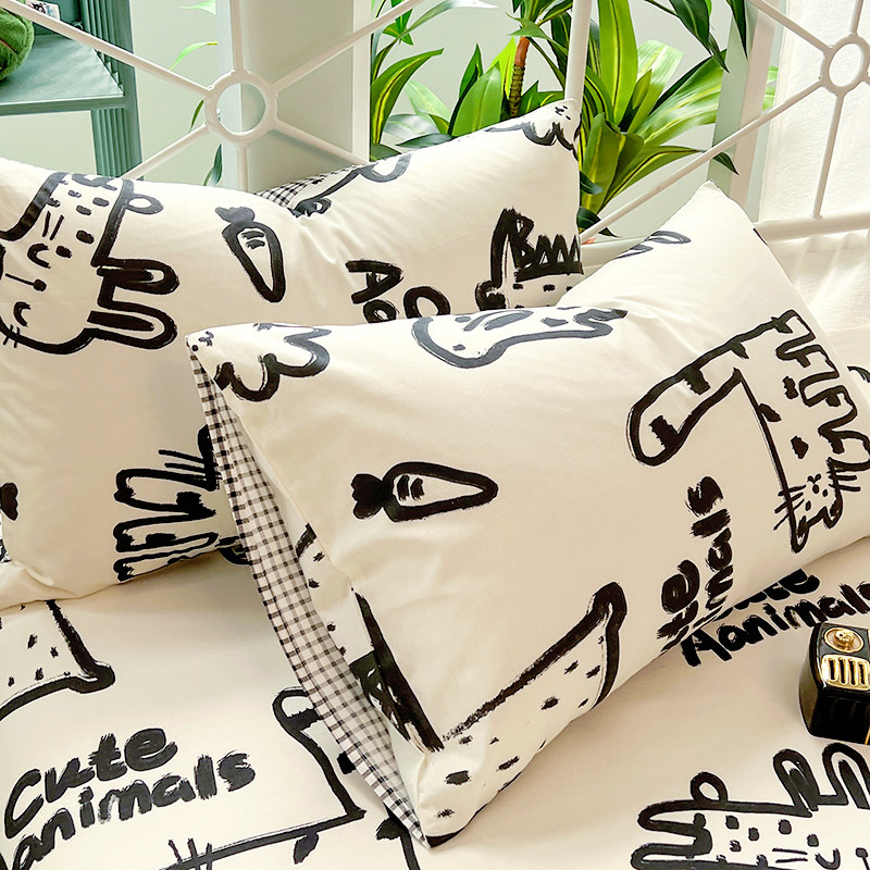 极速可爱纯棉枕套一对装p单儿童单个枕头套48x74cm大号全棉枕芯内