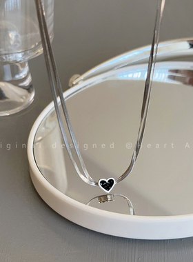 极速黑色爱d心锆石双层蛇骨链项链女ins简约冷淡风锁骨链个性百搭