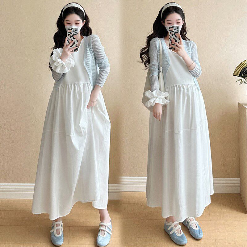 极速孕妇连衣裙春夏款2025w新款孕期孕妇装洋气裙子宽松遮肚背心A