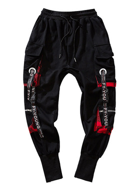 极速Men Hip Hop Black Cargo Pants joggers NSweatpants Overal