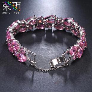 b彩色锆石手链饰品女水晶简约气质个性 极速时尚 奥地利超闪甜美手