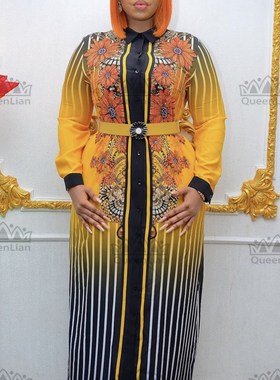 极速New Fashionk  Shirt collar With Diamond African chiffon