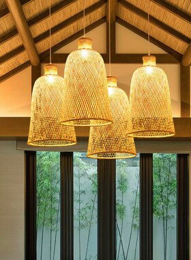 极速Moderdn Hand Made Bamboo Bird Nest Pendant Lamp Suspensi