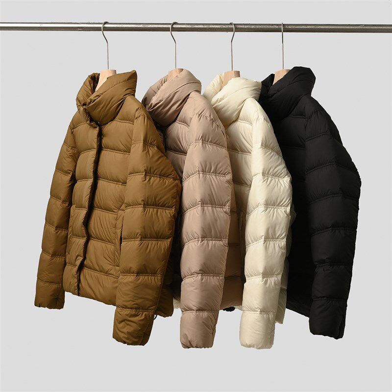 极速90白鸭绒 女士轻薄款羽绒服 立领纯I色保暖防风棉服棉袄 女装