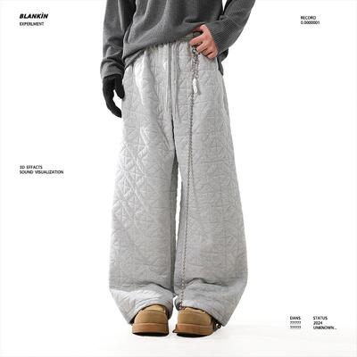 BLANKIN 防寒保暖棉裤男女2024年冬季潮牌宽松直筒baggy夹棉裤子