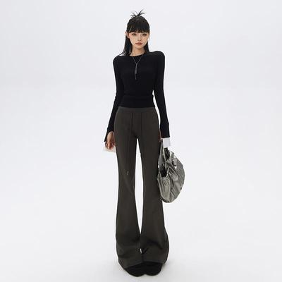 kpsr美式白色微喇低腰秋冬加绒lulu同款垂感休闲裤