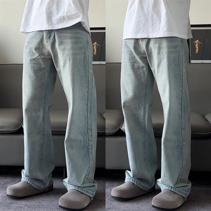 【冰蓝直筒】甄枚前简约洗水cleanfit直筒宽松501冰蓝baggy牛仔裤