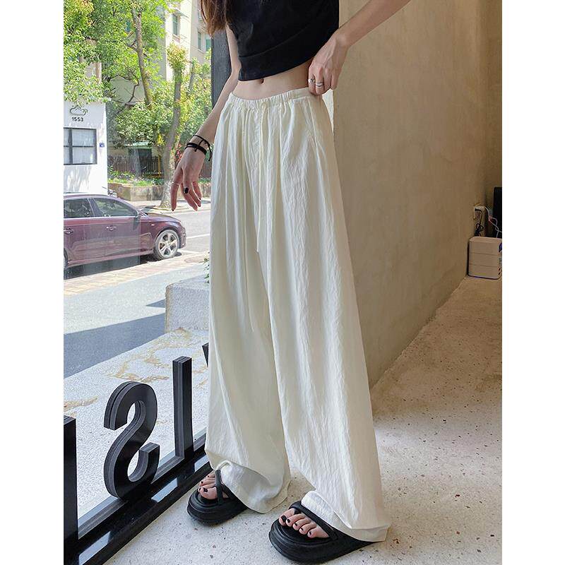 白色阔腿裤女2025新款春秋裤子宽松垂坠感高级慵懒风拖地休闲裤