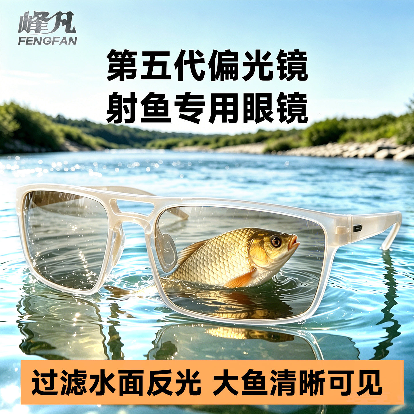 峰凡X1射鱼眼镜复合弓弹弓专用偏光镜夹片高清专业深水看水底钓鱼