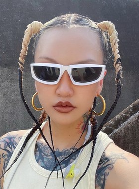 极速欧美2022新款骑行运动太阳眼镜Y2K未来感银U色嘻哈蹦迪太阳眼