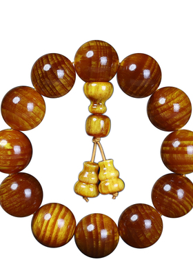 极速北沉香包浆固k化全透光琥珀木松明子葫芦手串男士佛珠文玩手