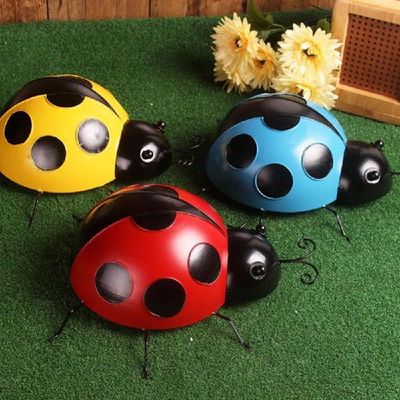 极速10/16cm/23cm Metasl Ladybug Fence Hanger Wall Hanging