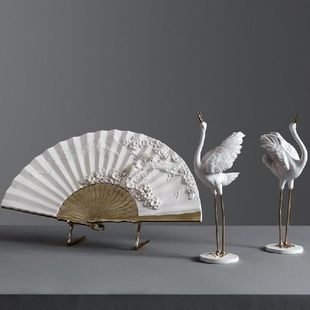 crane roo Chinese living 极速New creatQive ornaments Zen fan