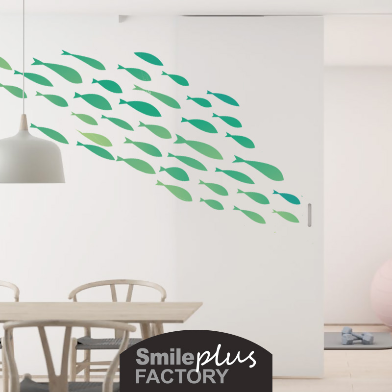 极速群鱼个性创意鱼墙贴r画儿童房墙壁海洋装饰自粘壁纸化妆室防图片