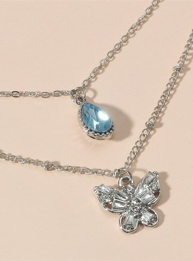 极速New metal double-layer clavicle chain tempQerament neckl