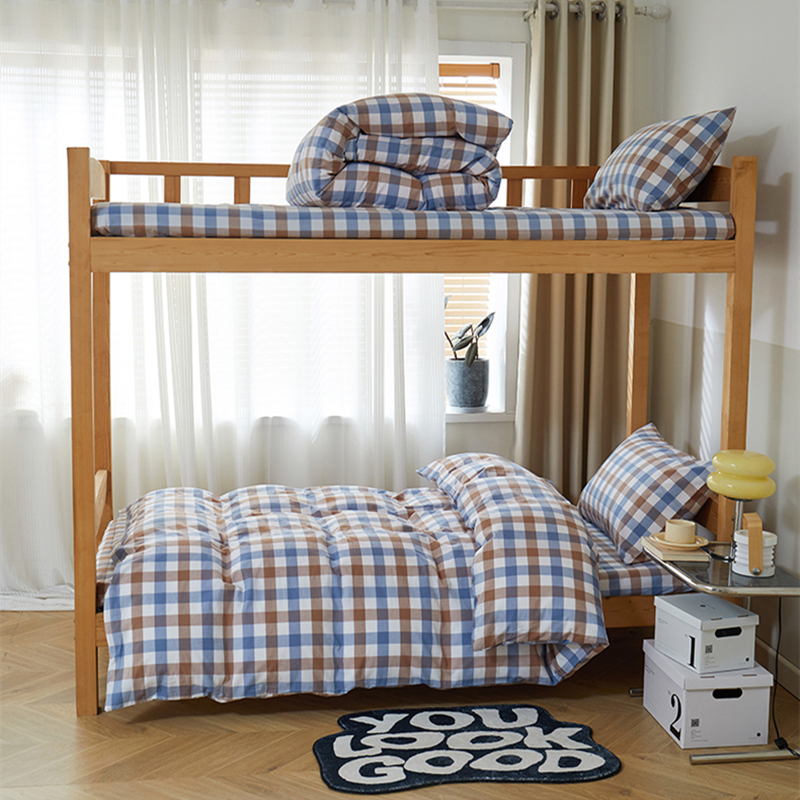 极速学生宿舍单人三件式床上用品水洗棉床单被P罩枕套套装斜纹简