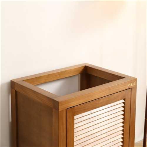 极速千足木实e木鱼缸底柜原木百叶门柜子松木榫卯底滤缸鱼缸柜鱼