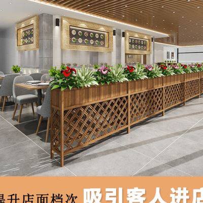 极速2023隔断花架户外花槽碳化网格花箱饭厅木栅栏饭店Z装饰花盆