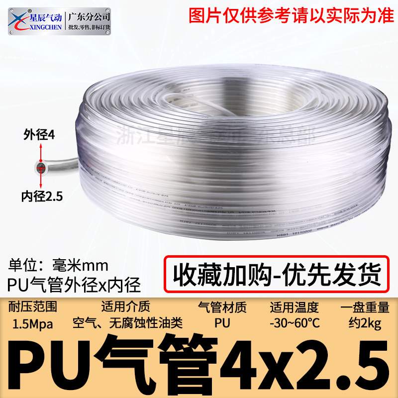 极速新品a配件星辰气动气管PmU管8mm4/6/10/12/气泵空压机透明管