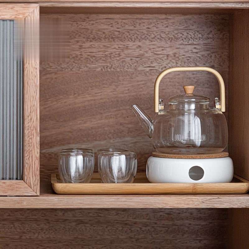 日式玻璃家用单壶泡茶壶耐热高温蜡烛煮茶炉茶具套装大容量温茶壶