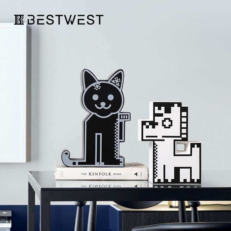 Best west 创意异形彩绘陶瓷花瓶花器摆件高档轻奢软装家居装饰品