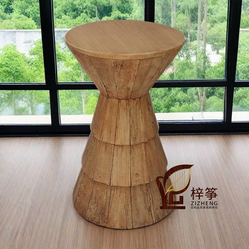 中古风办公小茶几阳台小茶桌单人沙发落地摆件边几卧室复古床头柜